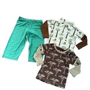 NWTS 3pcs Kickee Pants, long sleeve Gr/brown golf tee/tee, bamboo sz 6-12m
